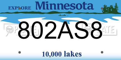 802AS8 Minnesota License Plate