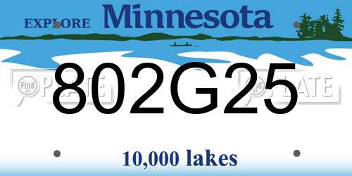 802G25 Minnesota License Plate