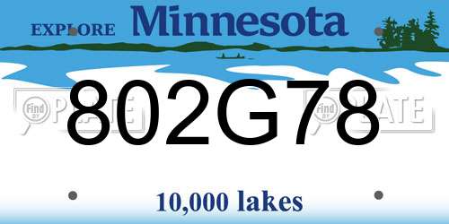802G78 Minnesota License Plate