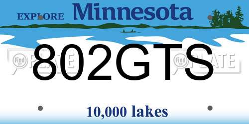 802GTS Minnesota License Plate