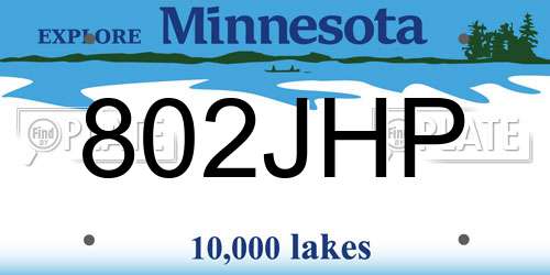 802JHP Minnesota License Plate