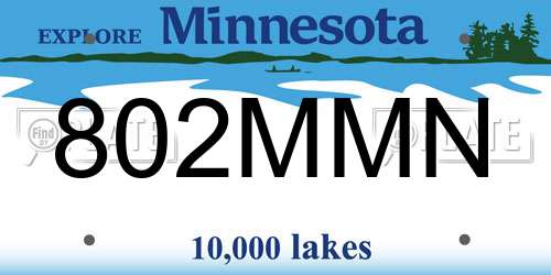 802MMN Minnesota License Plate