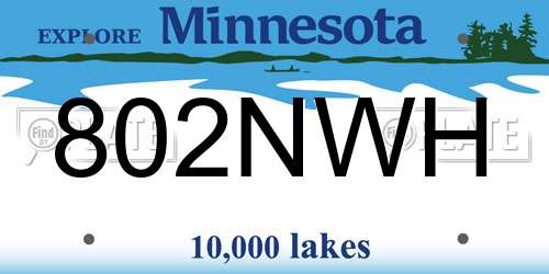 802NWH Minnesota License Plate