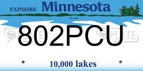 802PCU Minnesota License Plate