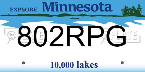 802RPG Minnesota License Plate