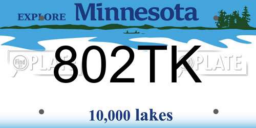 802TK Minnesota License Plate