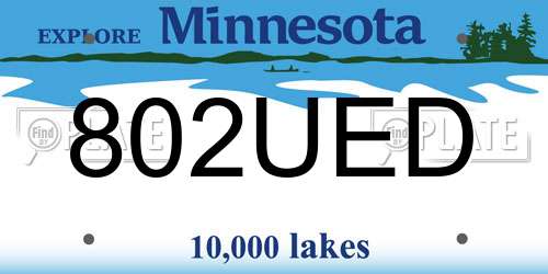 802UED Minnesota License Plate