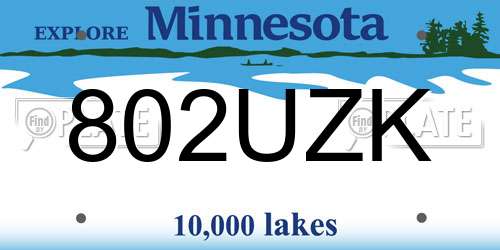 802UZK Minnesota License Plate
