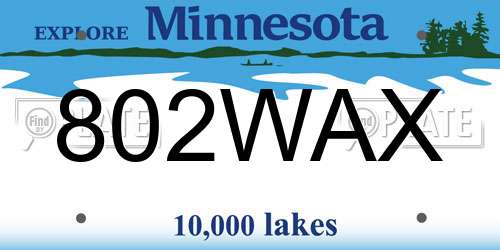 802WAX Minnesota License Plate