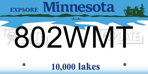 802WMT Minnesota License Plate