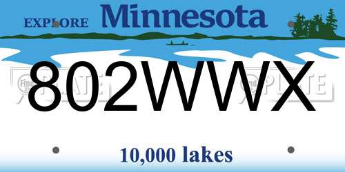 802WWX Minnesota License Plate
