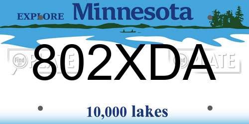 802XDA Minnesota License Plate