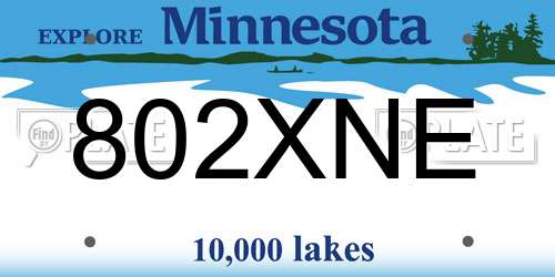 802XNE Minnesota License Plate