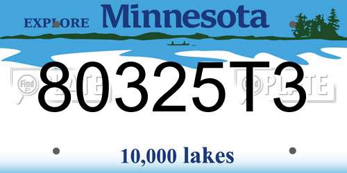 80325T3 Minnesota License Plate