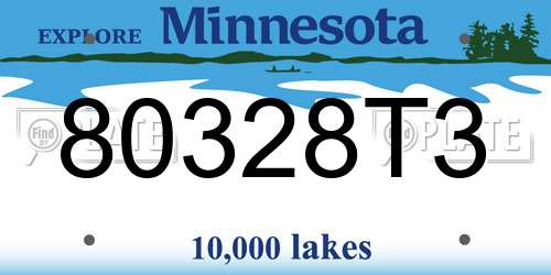 80328T3 Minnesota License Plate