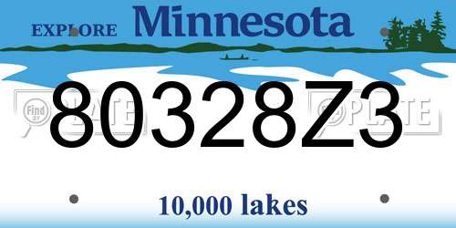 80328Z3 Minnesota License Plate