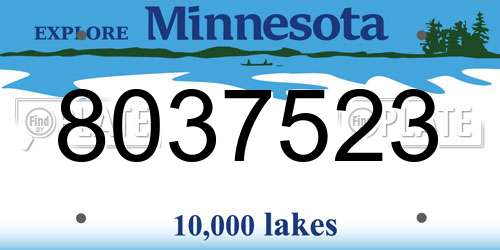 8037523 Minnesota License Plate