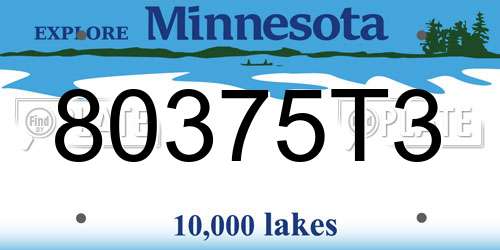 80375T3 Minnesota License Plate
