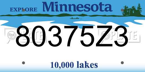 80375Z3 Minnesota License Plate