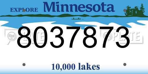8037873 Minnesota License Plate