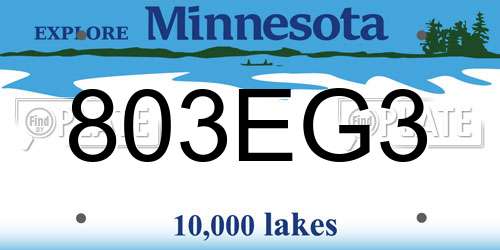 803EG3 Minnesota License Plate