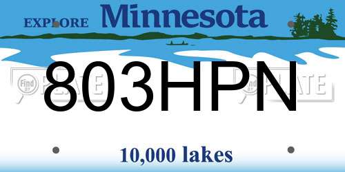 803HPN Minnesota License Plate