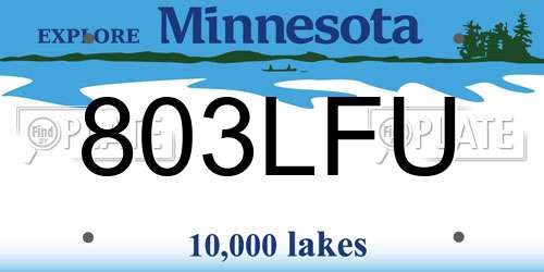 803LFU Minnesota License Plate
