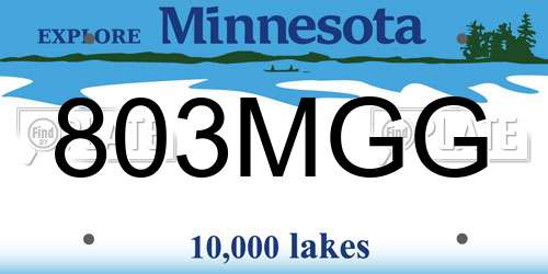 803MGG Minnesota License Plate