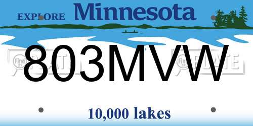 803MVW Minnesota License Plate