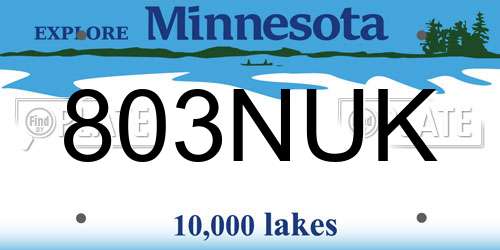 803NUK Minnesota License Plate