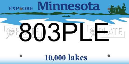 803PLE Minnesota License Plate