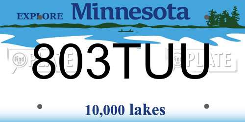 803TUU Minnesota License Plate