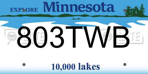 803TWB Minnesota License Plate