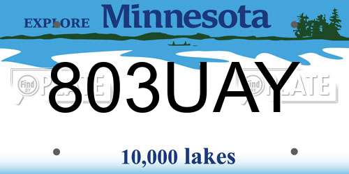 803UAY Minnesota License Plate