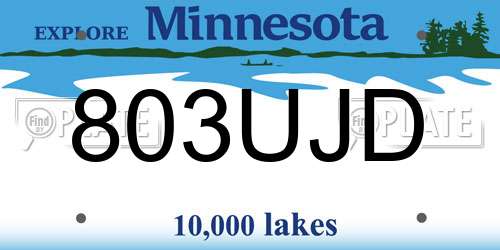 803UJD Minnesota License Plate