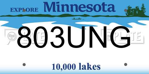 803UNG Minnesota License Plate