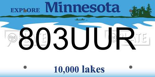 803UUR Minnesota License Plate