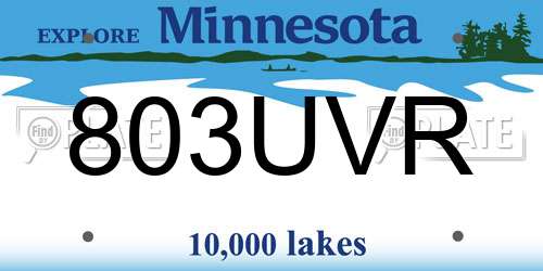 803UVR Minnesota License Plate