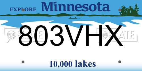 803VHX Minnesota License Plate
