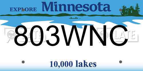 803WNC Minnesota License Plate