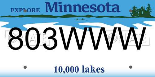803WWW Minnesota License Plate