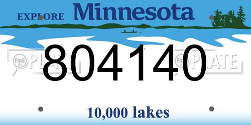 804140 Minnesota License Plate
