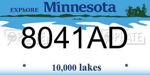 8041AD Minnesota License Plate