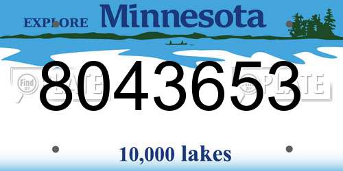 8043653 Minnesota License Plate