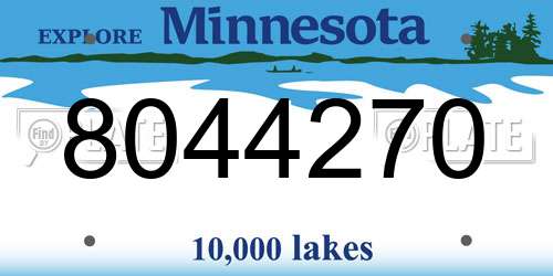 8044270 Minnesota License Plate