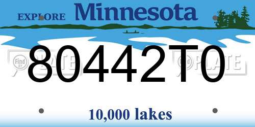 80442T0 Minnesota License Plate