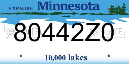 80442Z0 Minnesota License Plate