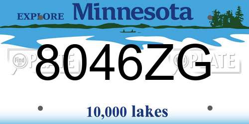 8046ZG Minnesota License Plate