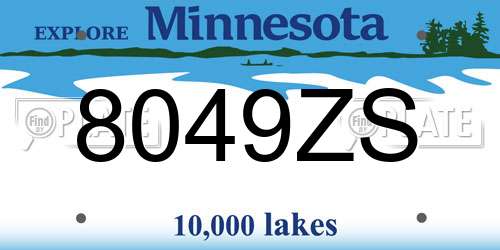 8049ZS Minnesota License Plate