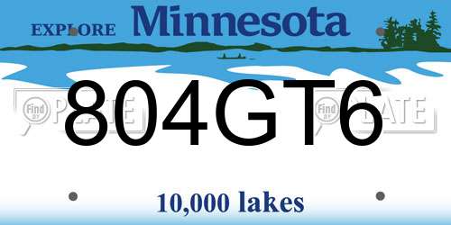 804GT6 Minnesota License Plate